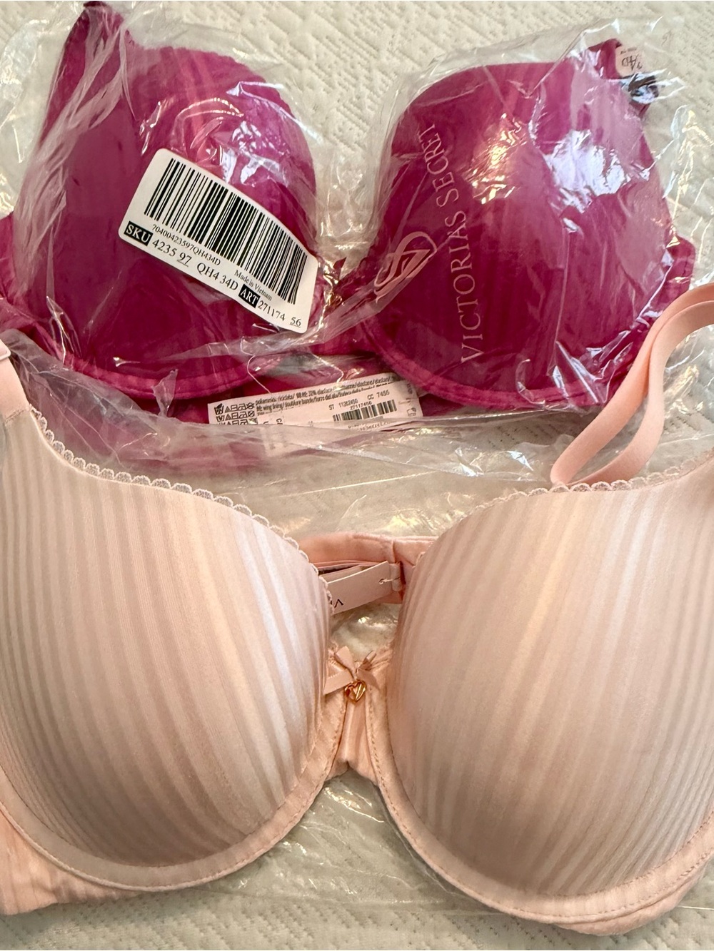 Victoria's Secret Pink & Fuchsia Padded push-up bras NWT 2 bras 34D